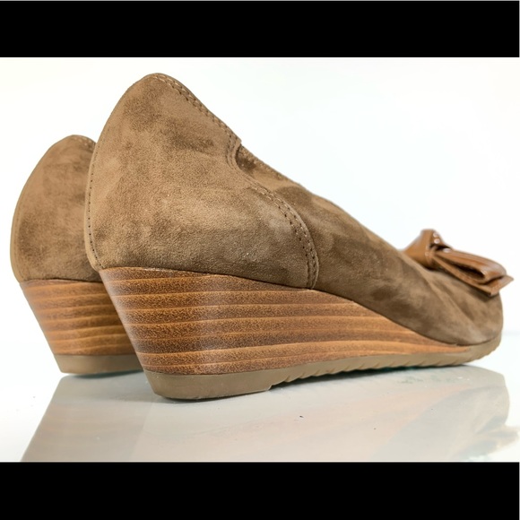 Paul Green München Nola Suede Patent Bow Wedge - Picture 2 of 8